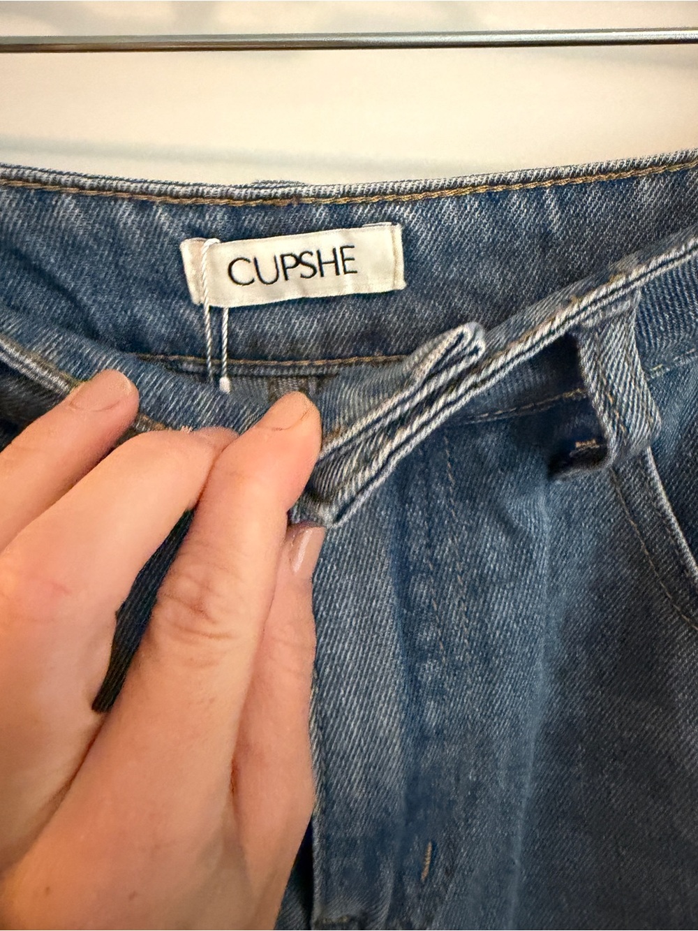 Cupshe Blue Denim Shorts with Red, White & Blue Flag Pockets - Picture 5 of 9
